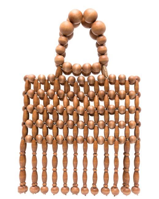 Cult Gaia Clara wooden beads tote bag