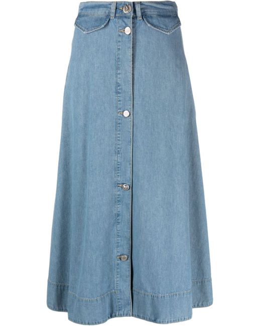 Moschino Jeans A-line buttoned denim skirt