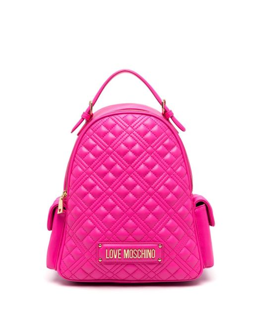 Love Moschino logo-lettering quilted backpack