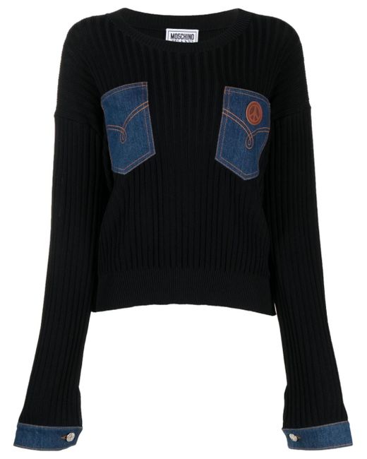 Moschino Jeans patchwork ribbed jumper