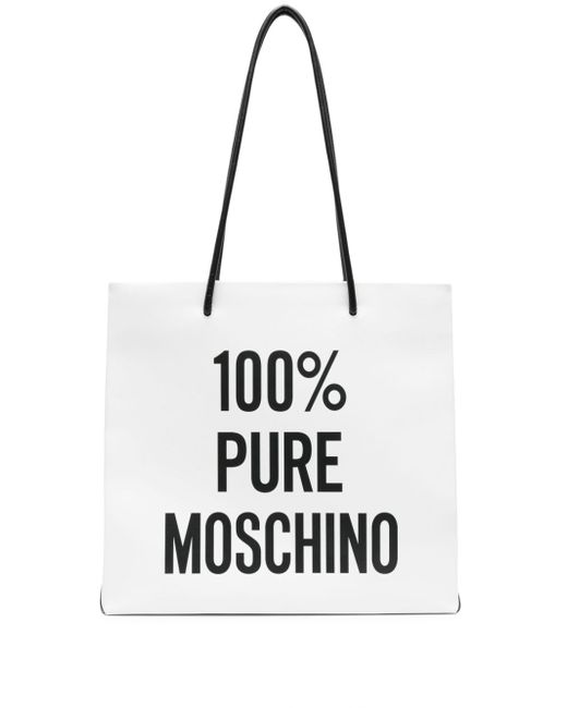 Moschino logo-print leather tote bag