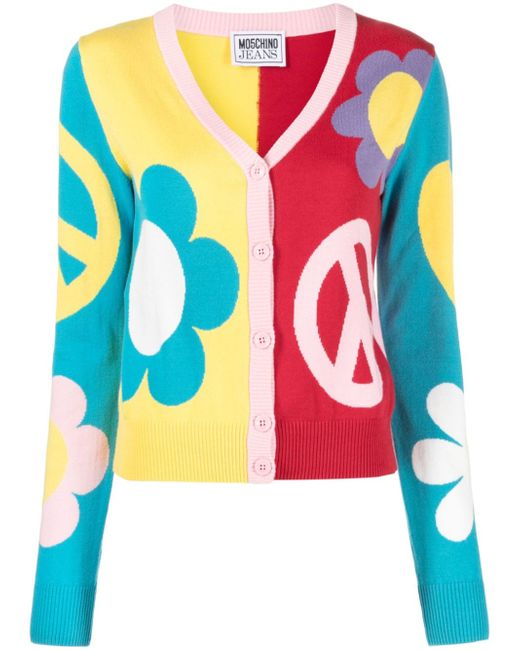 Moschino Jeans patterned-intarsia cardigan