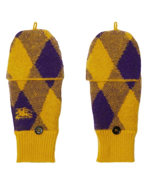 Burberry argyle-knit wool mittens
