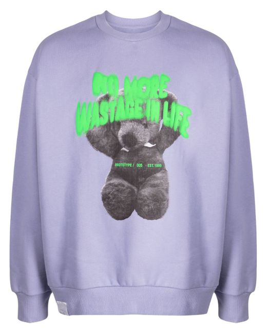 Izzue teddy bear-print jersey-texture sweatshirt