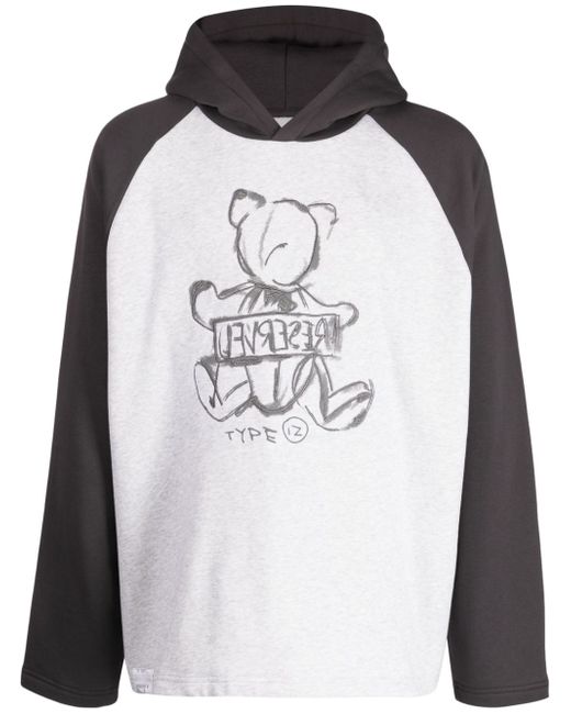 Izzue bear sketch-print hoodie