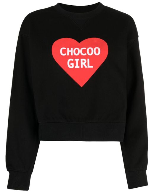 Chocoolate heart-print cropped sweatshirt