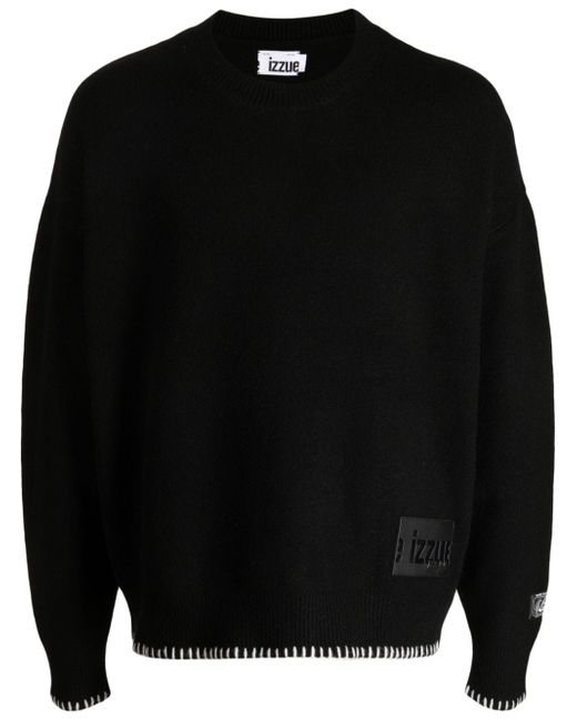 Izzue logo-appliqué fine-knit jumper