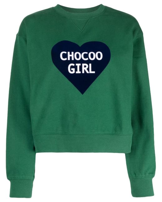 Chocoolate heart-print cropped sweatshirt
