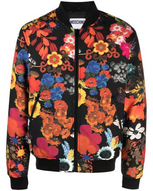 Moschino floral-print padded bomber jacket