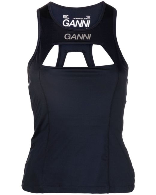 Ganni Active logo-print tank top