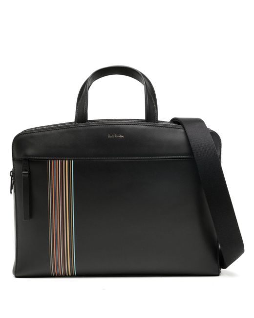 Paul Smith logo-print leather laptop bag