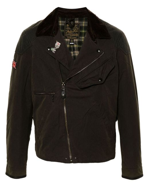 Polo Ralph Lauren patch-detail leather biker jacket