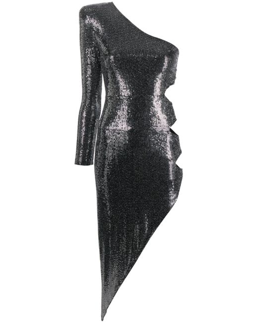 Nissa one-shoulder sequinned midi dress