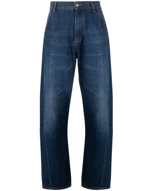 Victoria Beckham high-rise logo-patch wide-leg jeans