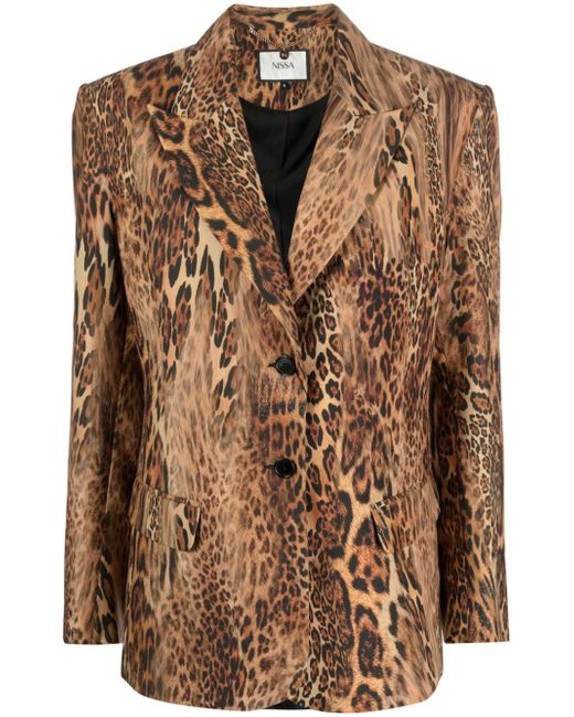 Nissa leopard-print single-breasted blazer