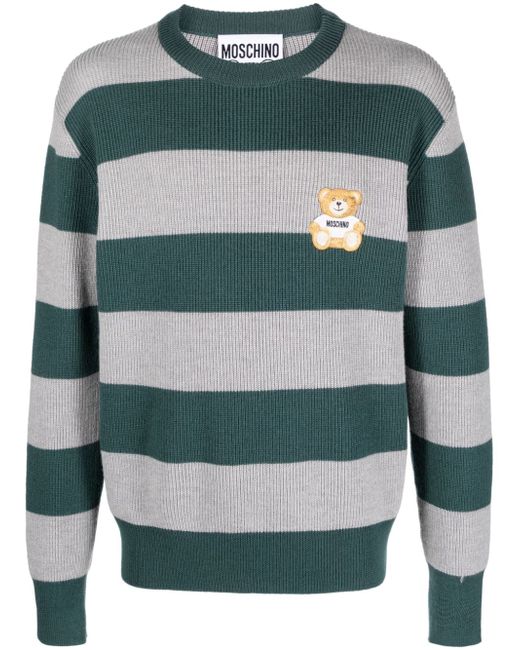 Moschino Teddy Bear-patch striped jumper