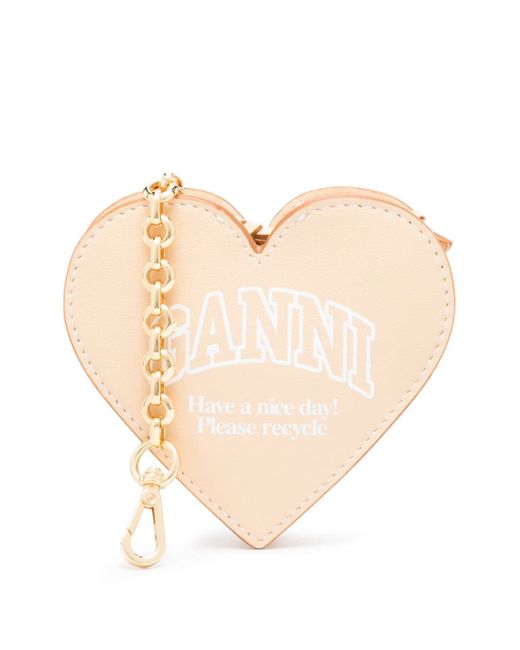 Ganni Funny Heart leather purse