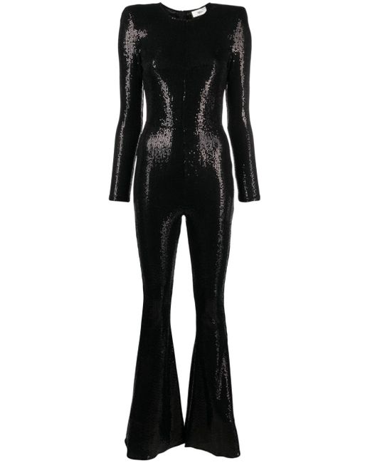 Nissa metallic-finish sequinned jumpsuit