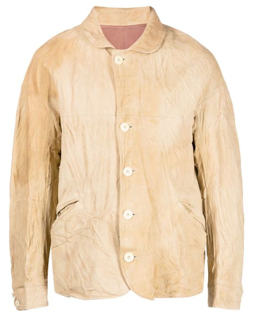 Visvim crinkle-finish leather jacket