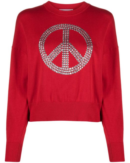 Moschino Jeans rhinestone-embellished peace sign jumper