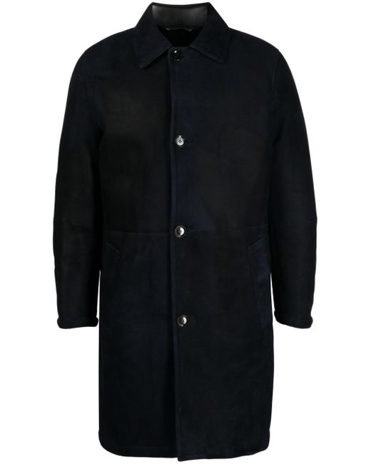 Brioni single-breasted leather coat