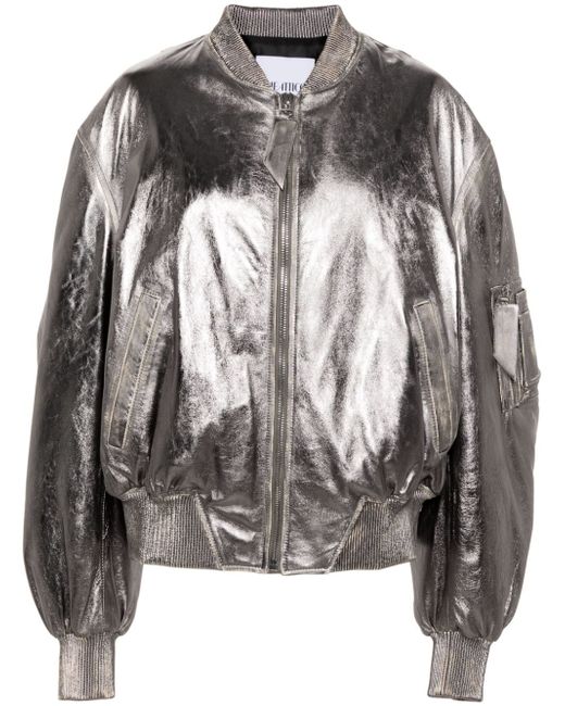 Attico Anja metallic leather bomber jacket