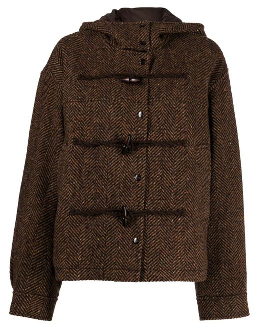 Studio Tomboy herringbone-pattern wool hooded jacket