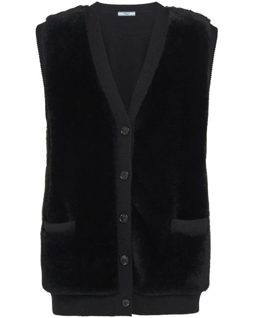 Prada shearling-panelled cashmere vest