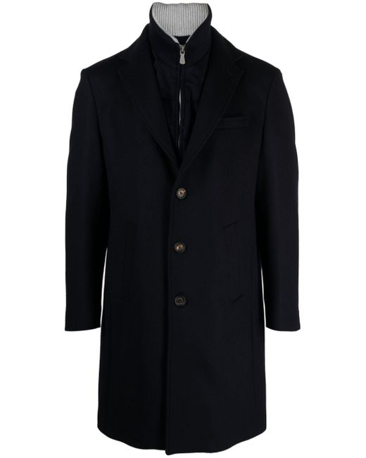 Eleventy double-layer long-length single-breasted coat
