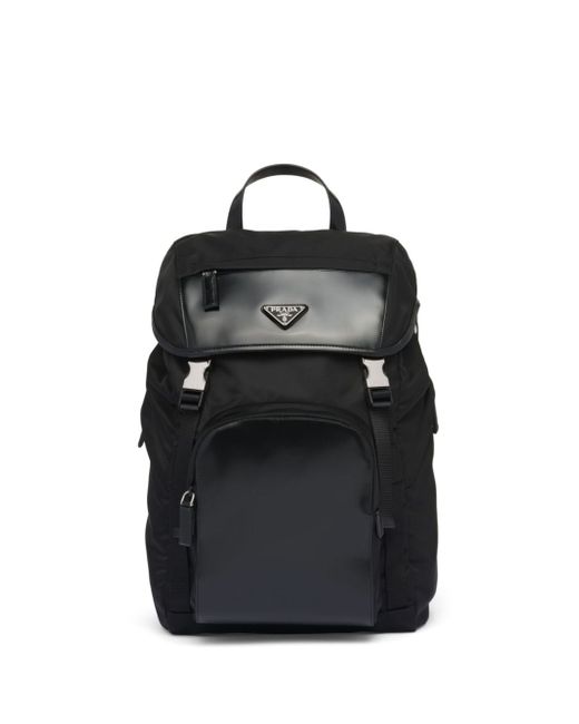 Prada triangle-logo panelled backpack