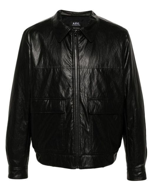 A.P.C. faux-leather zip-up bomber jacket