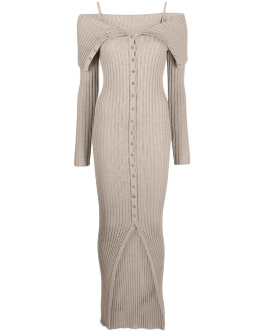 Blumarine off-shoulder ribbed-knit dress