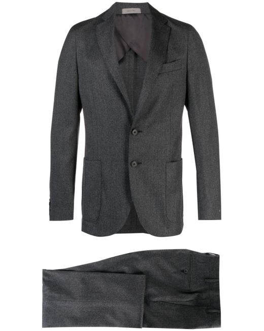 Corneliani mélange-effect single-breasted wool suit