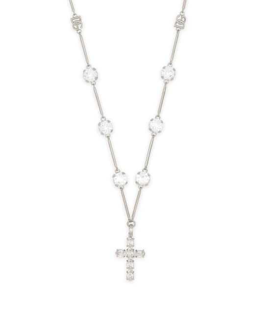 Dolce & Gabbana crystal-embellished cross-pendant necklace