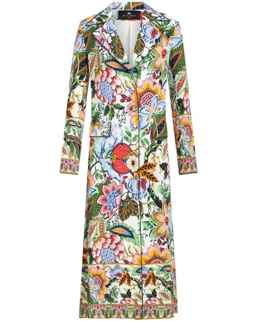 Etro floral-print single-breasted duster coat