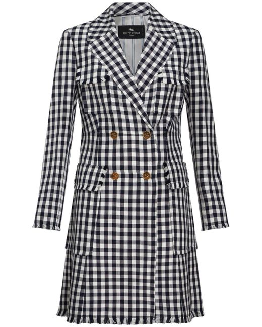 Etro gingham-print double-breasted coat