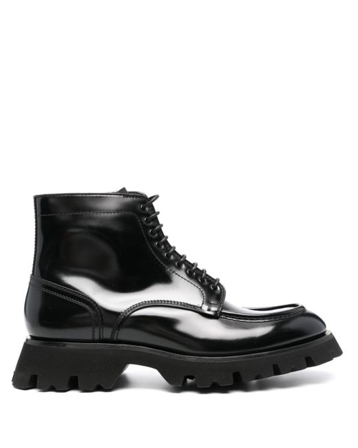 Santoni lace-up leather ankle boots