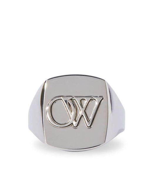 Off-White OW-embossed signet ring