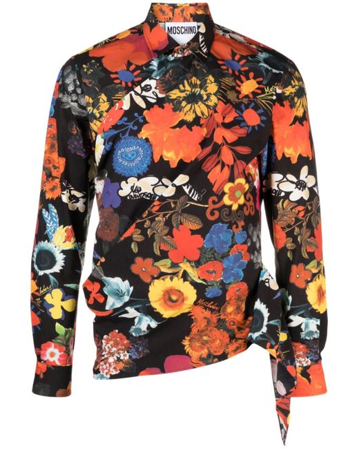 Moschino floral-print wrap shirt