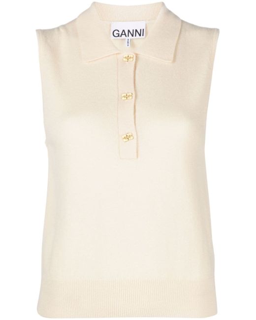 Ganni logo-buttons knitted vest