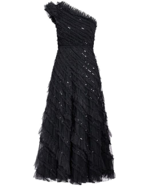 needle & thread sequinned one-shoulder maxi dress