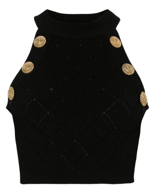 Balmain embossed buttons cropped top