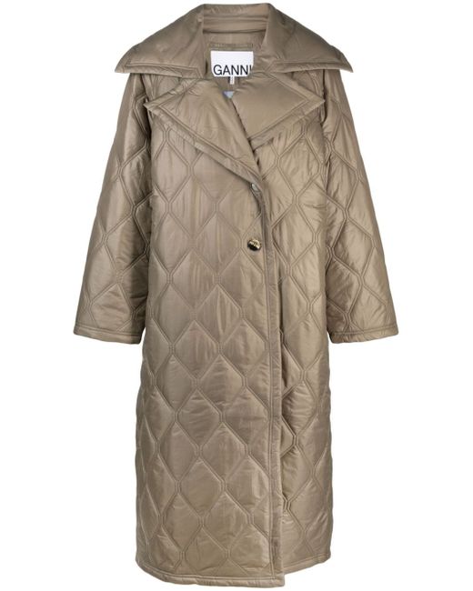Ganni quilted recycled-shell coat