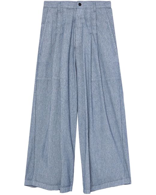 Y's pleated wide-leg jeans