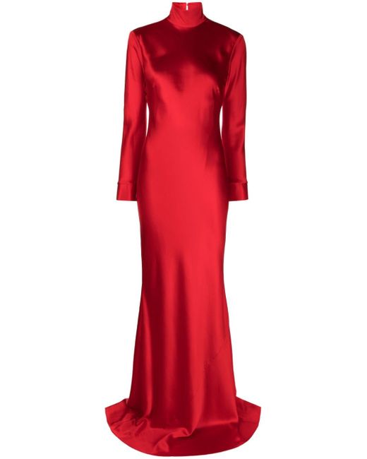 Michelle Mason open-back long-sleeve gown dress