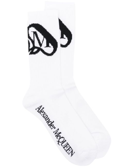 Alexander McQueen intarsia-logo stretch-cotton socks