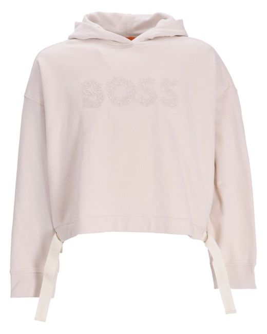 Boss logo-print cropped hoodie