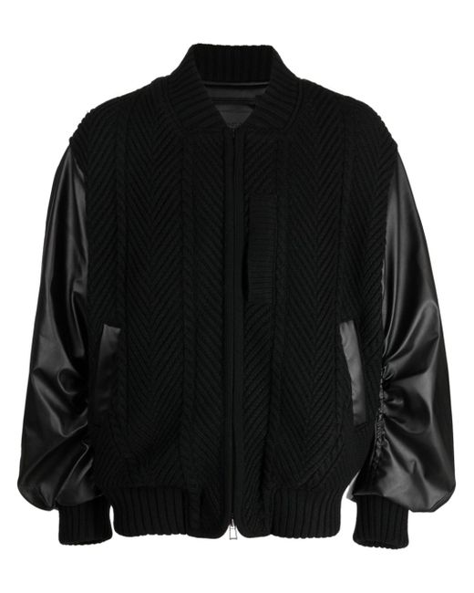 Songzio Varsity herringbone-knit bomber jacket