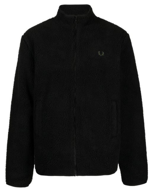 Fred Perry logo-embroidered fleece bomber jacket