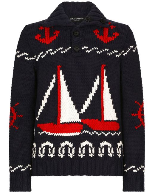 Dolce & Gabbana patterned intarsia-knit jumper